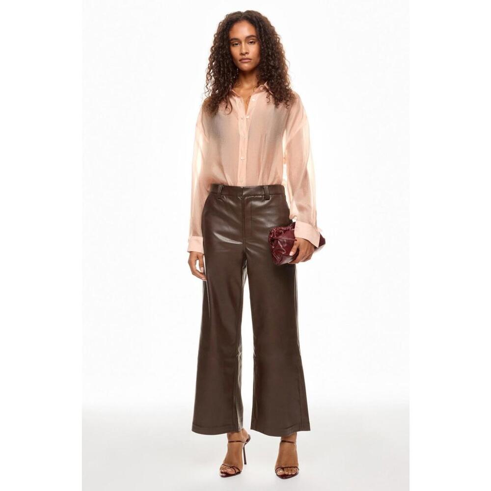Joe's Jeans The Mia Vegan Leather Crop Trouser Brown Size 26 (As Is Condition)